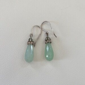 Sterling Silver & Chalcedony Teardrop Earrings